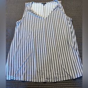 Lane Bryant Blue & Navy Striped V-Neck swing Tank